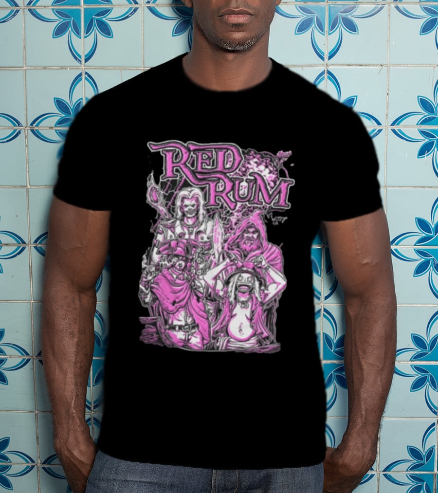 Red Rum Pink Pirate Crew Captain Hooded Wizard Comic Line T-Shirt