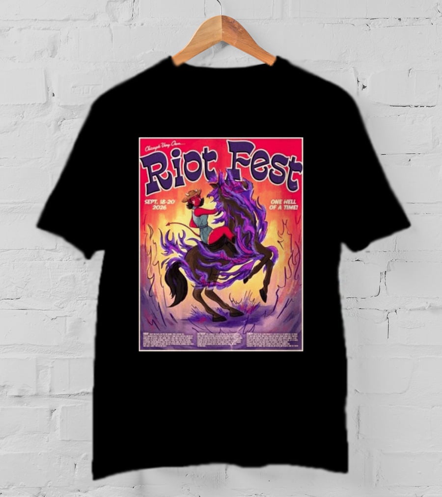 Chicago Douglass Park Riot Fest 2026 Devil Cowgirl Artwork September 18 20 One Hell Of A Time T-Shirt