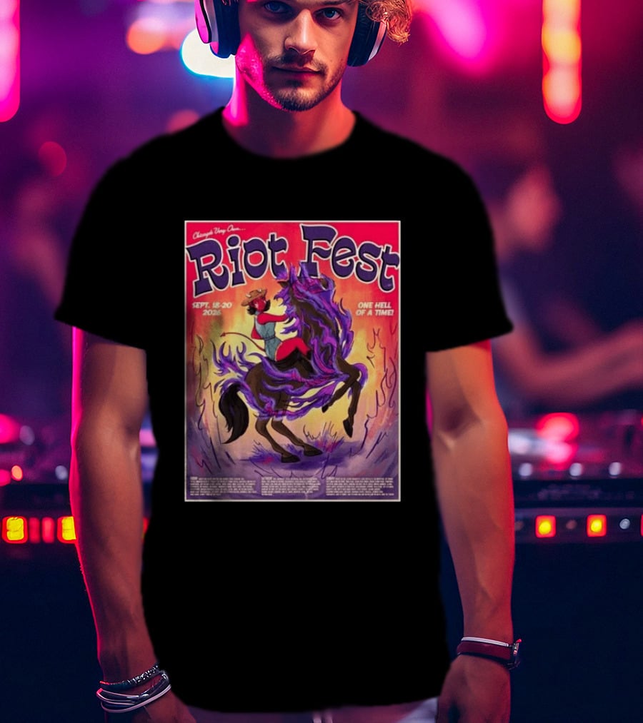 Chicago Douglass Park Riot Fest 2026 Devil Cowgirl Artwork September 18 20 One Hell Of A Time T-Shirt