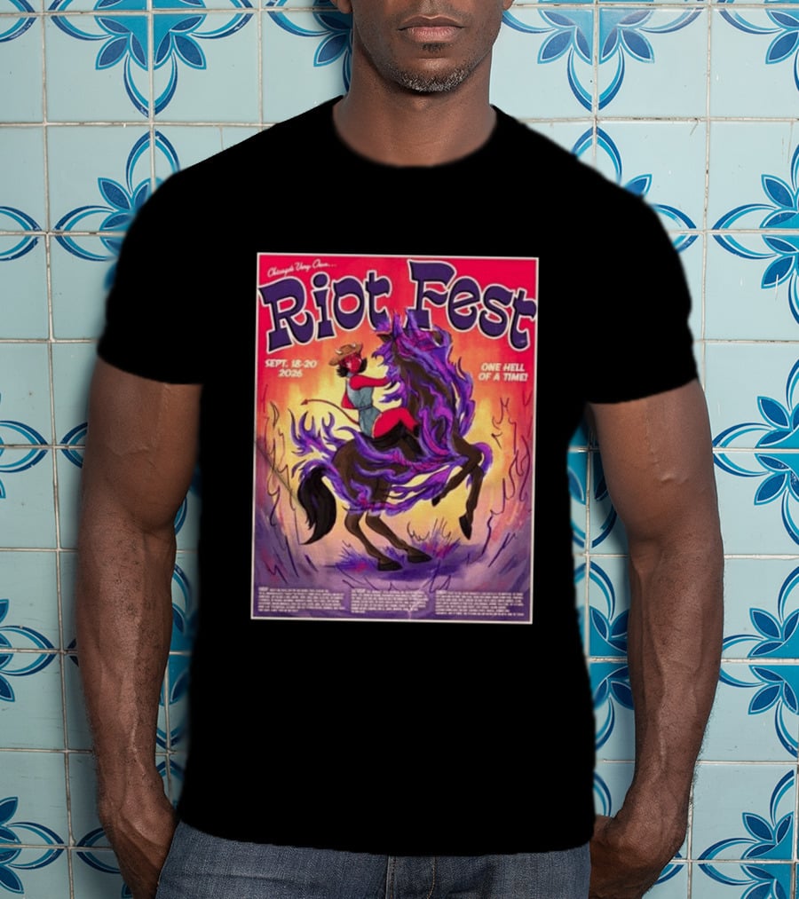 Chicago Douglass Park Riot Fest 2026 Devil Cowgirl Artwork September 18 20 One Hell Of A Time T-Shirt
