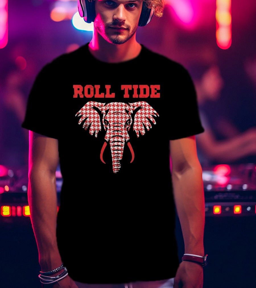 Alabama Crimson Tide Roll Tide Houndstooth Elephant T-Shirt