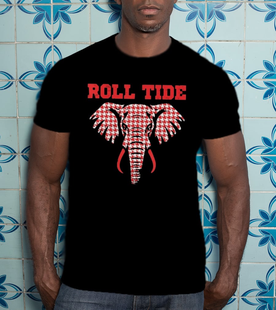 Alabama Crimson Tide Roll Tide Houndstooth Elephant T-Shirt