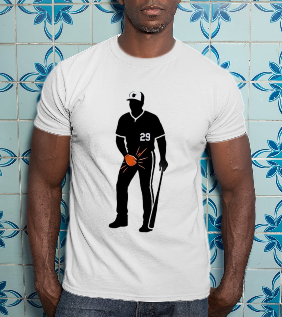 Baltimore Orioles 29 Baseball Player Jersey Black And Orange Glove T-Shirt