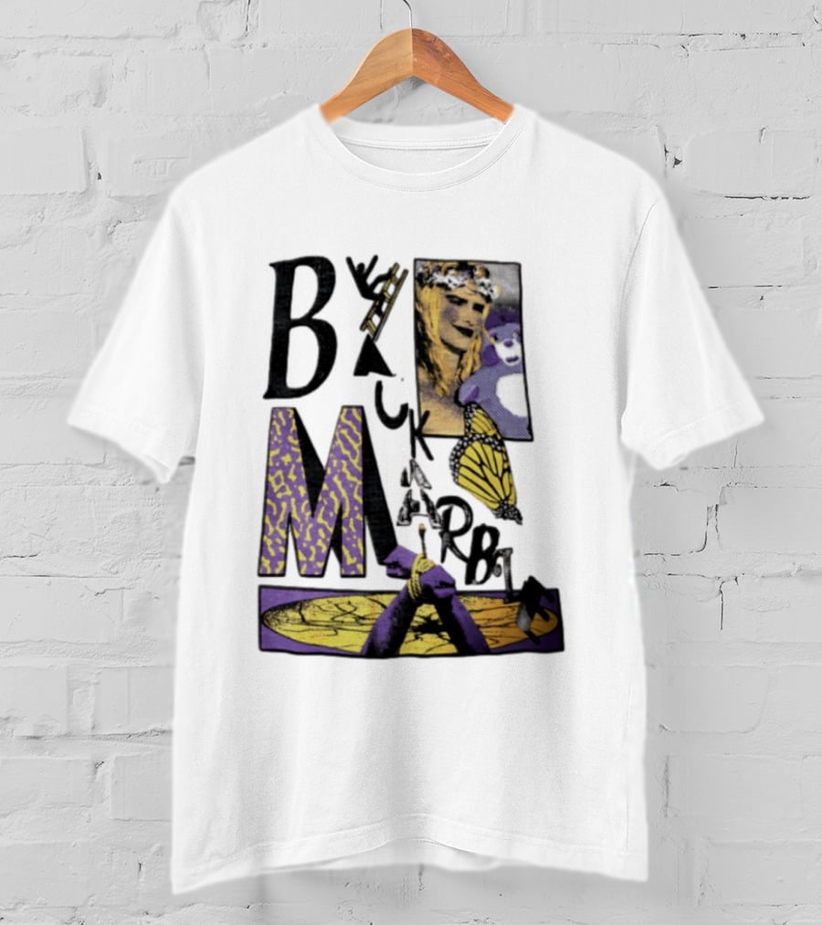 Black Marble Butterfly Tied Hands Woman Ladder T-Shirt