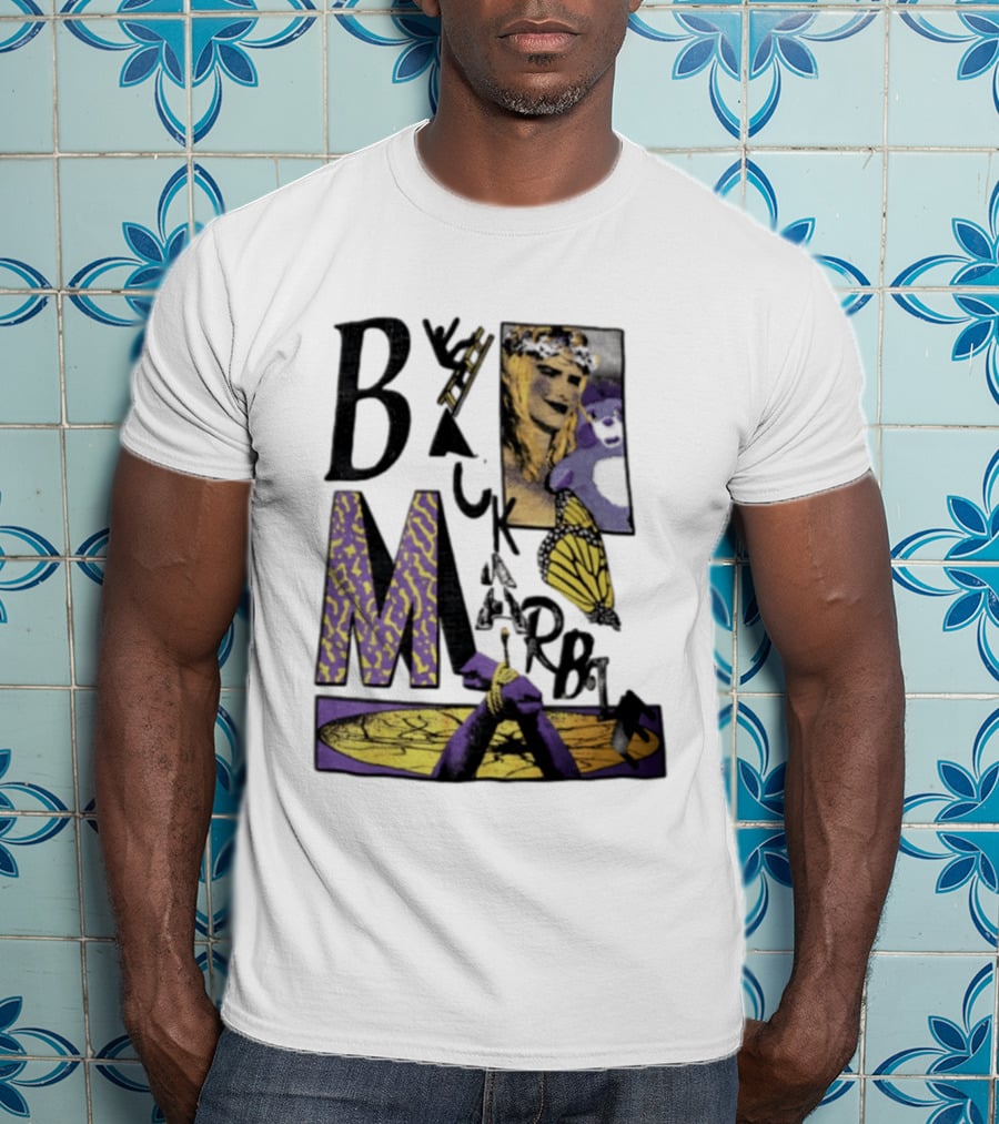 Black Marble Butterfly Tied Hands Woman Ladder T-Shirt