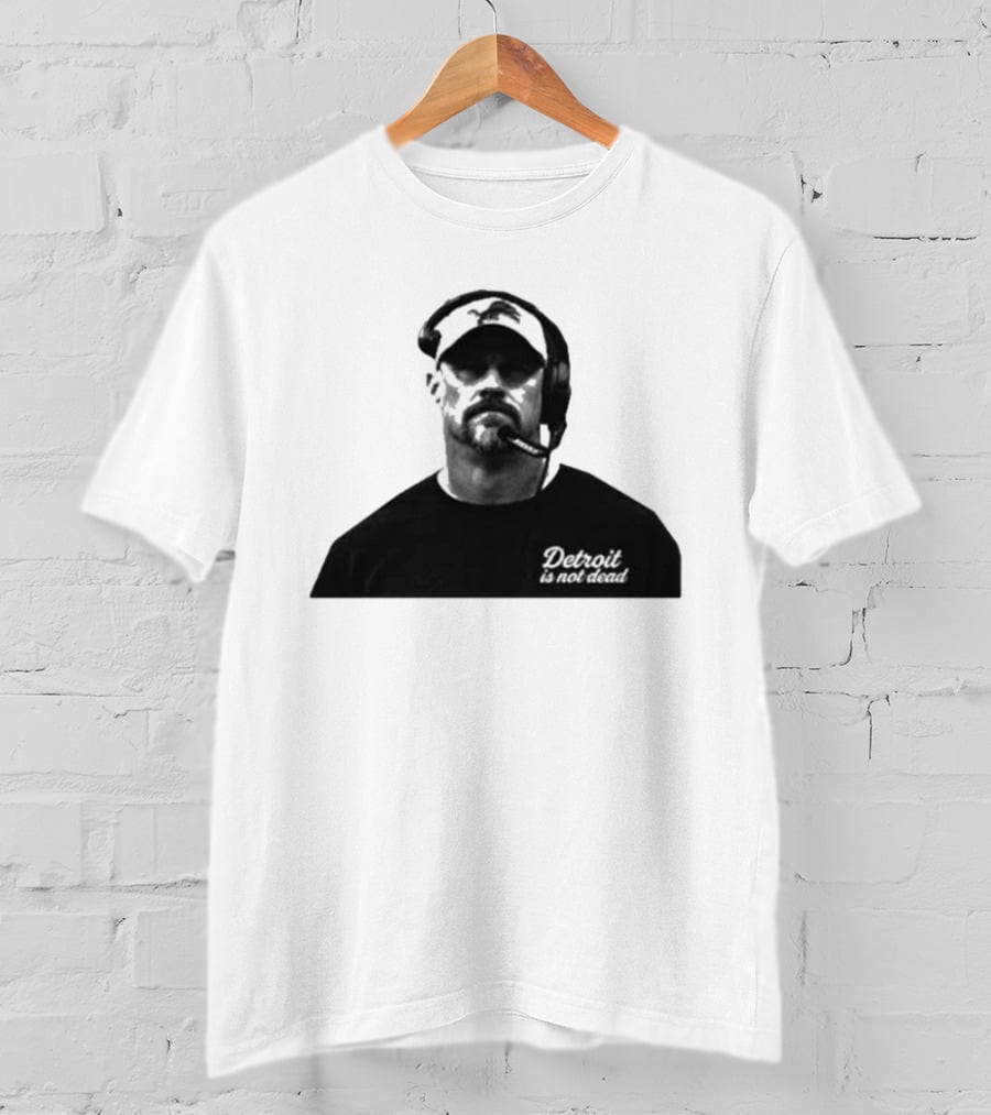 Dan Campbell 2026 Detroit Is Not Dead Headset Coach Monochrome Detroit Football T-Shirt