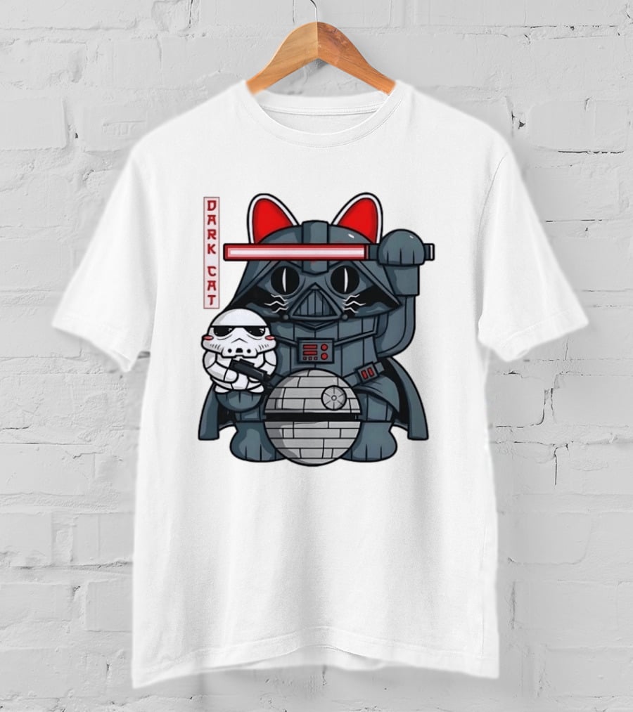 Dark Cat Vader Star Wars Cat Holding Stormtrooper Helmet T-Shirt