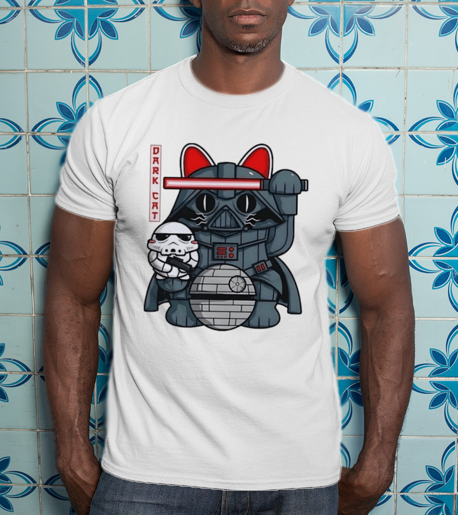 Dark Cat Vader Star Wars Cat Holding Stormtrooper Helmet T-Shirt