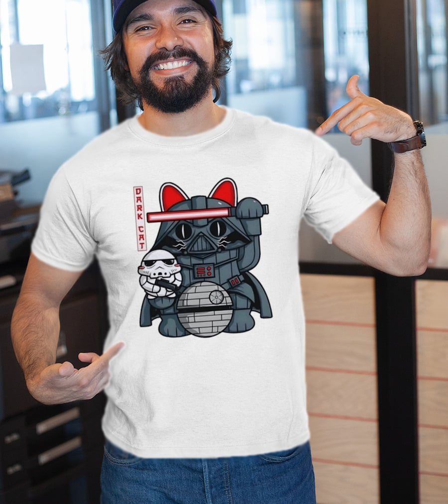 Dark Cat Vader Star Wars Cat Holding Stormtrooper Helmet T-Shirt