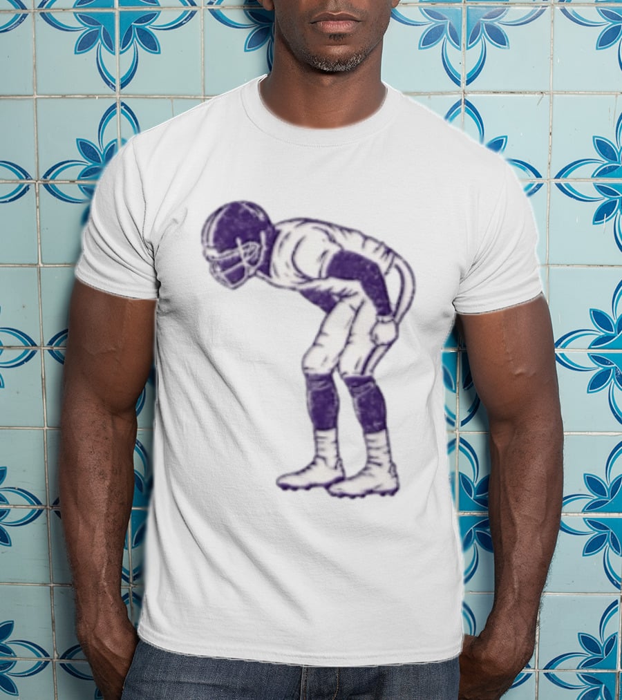Distressed Purple American Football Player Resting Pose Vintage Look T-Shirt