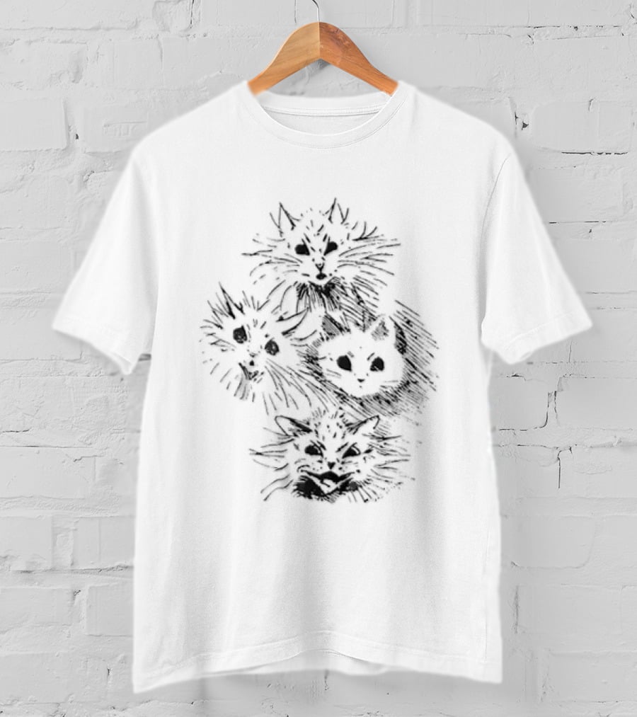 Four Cats Dynamic Black Sketch T-Shirt