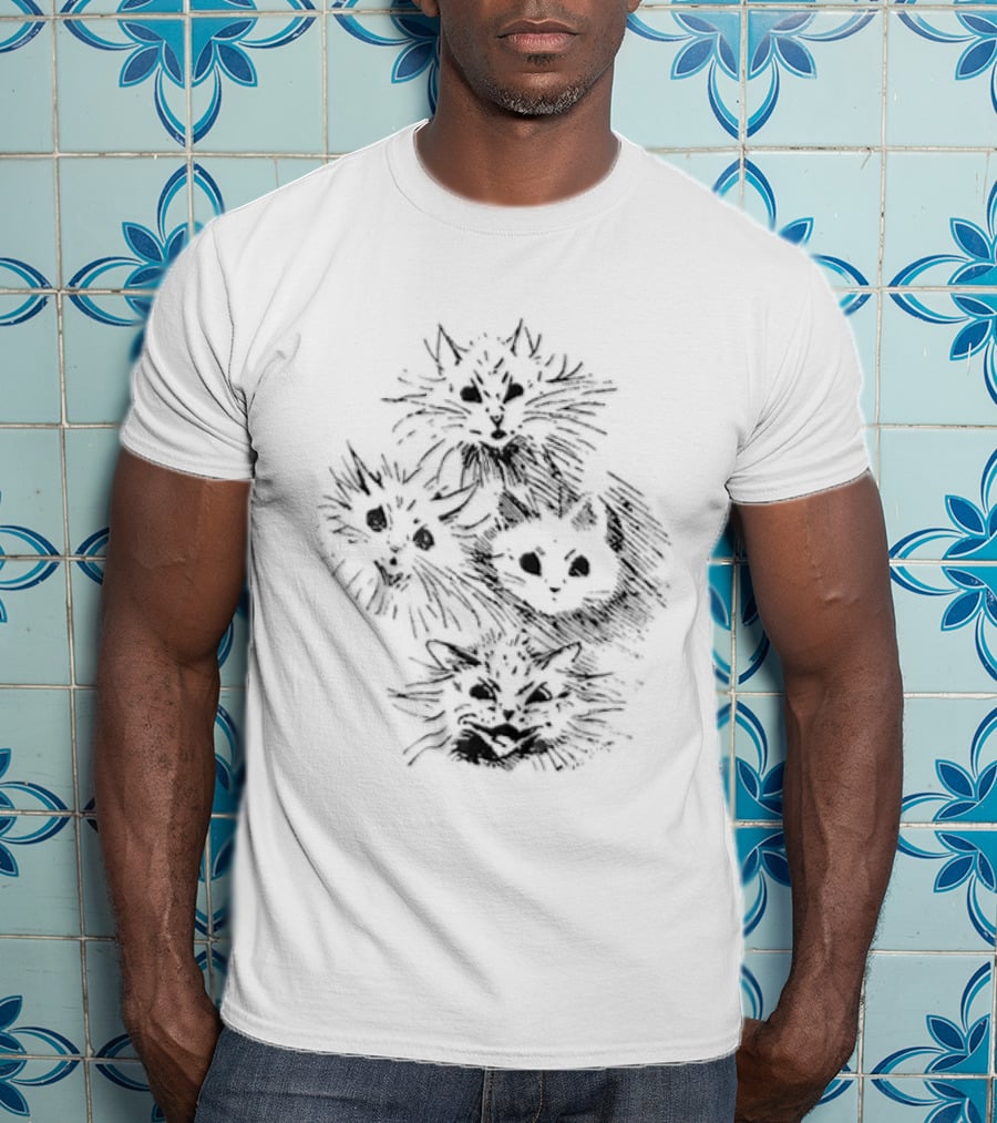 Four Cats Dynamic Black Sketch T-Shirt