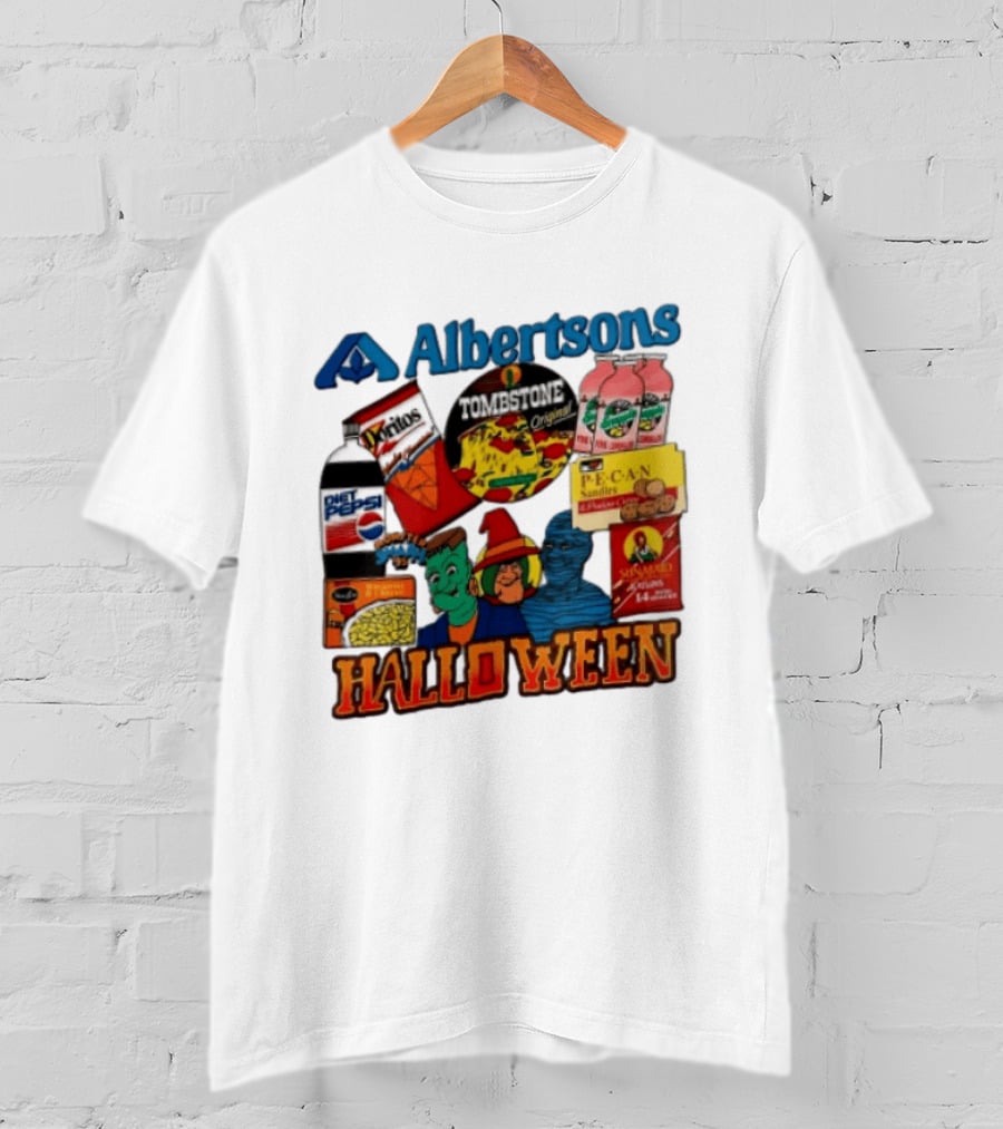 Albertsons Halloween Frankenstein Witch Mummy Featuring Diet Pepsi Doritos Tombstone Pizza T-Shirt