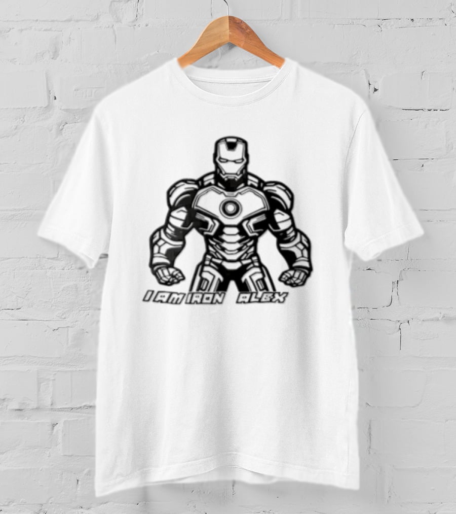 I Am Iron Alex Armored Superhero Clenched Fists Line T-Shirt