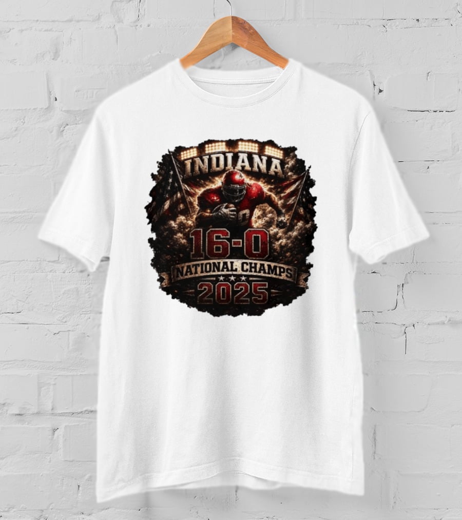 Indiana 16 0 National Champs 2025 Football Victory Celebration T-Shirt