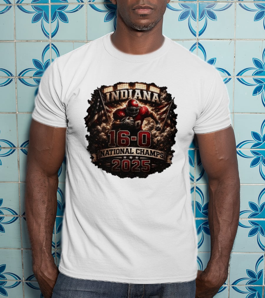 Indiana 16 0 National Champs 2025 Football Victory Celebration T-Shirt