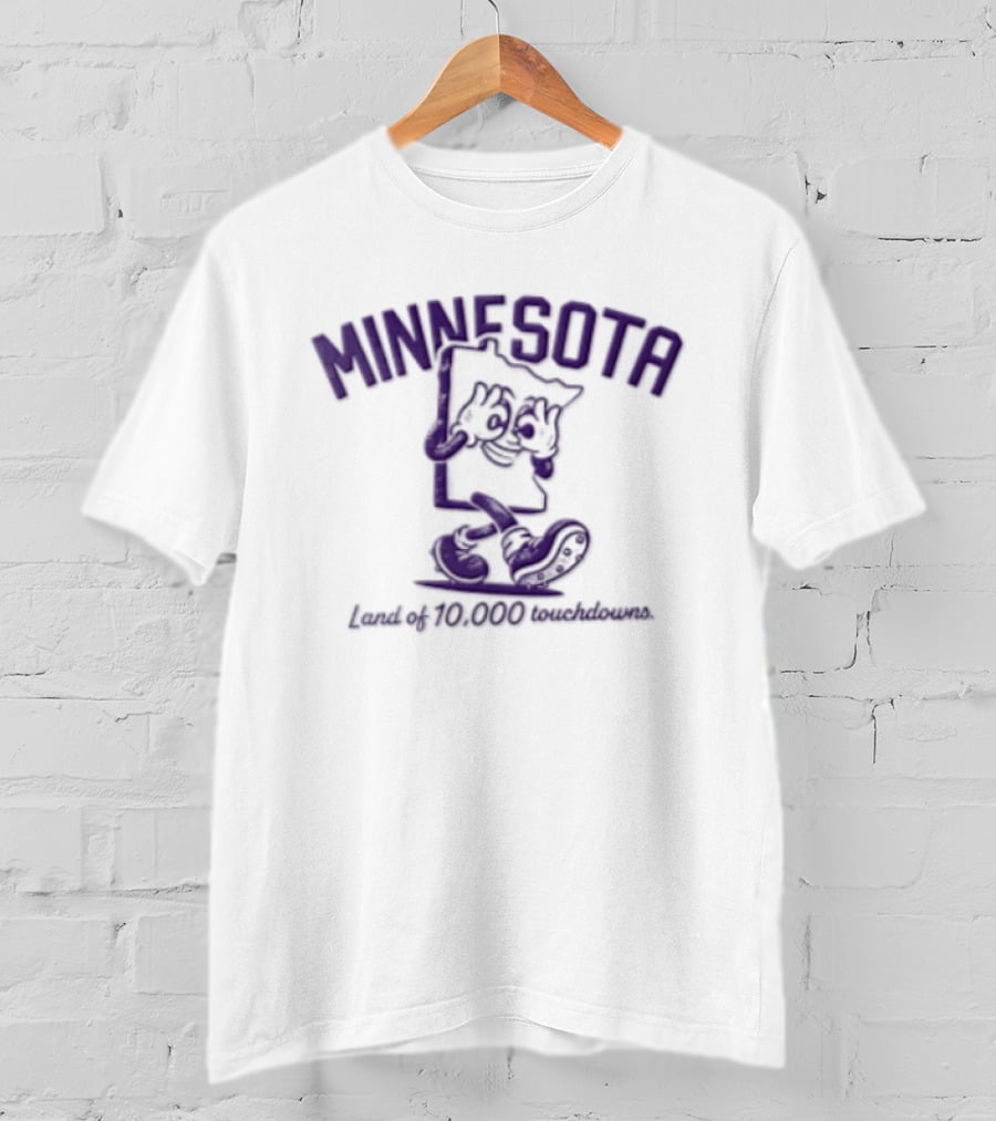 Minnesota Land Of 10000 Touchdowns Cartoon State Griddy Dance Football Cleats T-Shirt