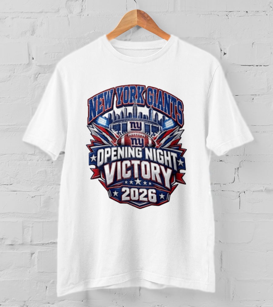 New York Giants 2026 Opening Night Victory Stadium Celebration T-Shirt