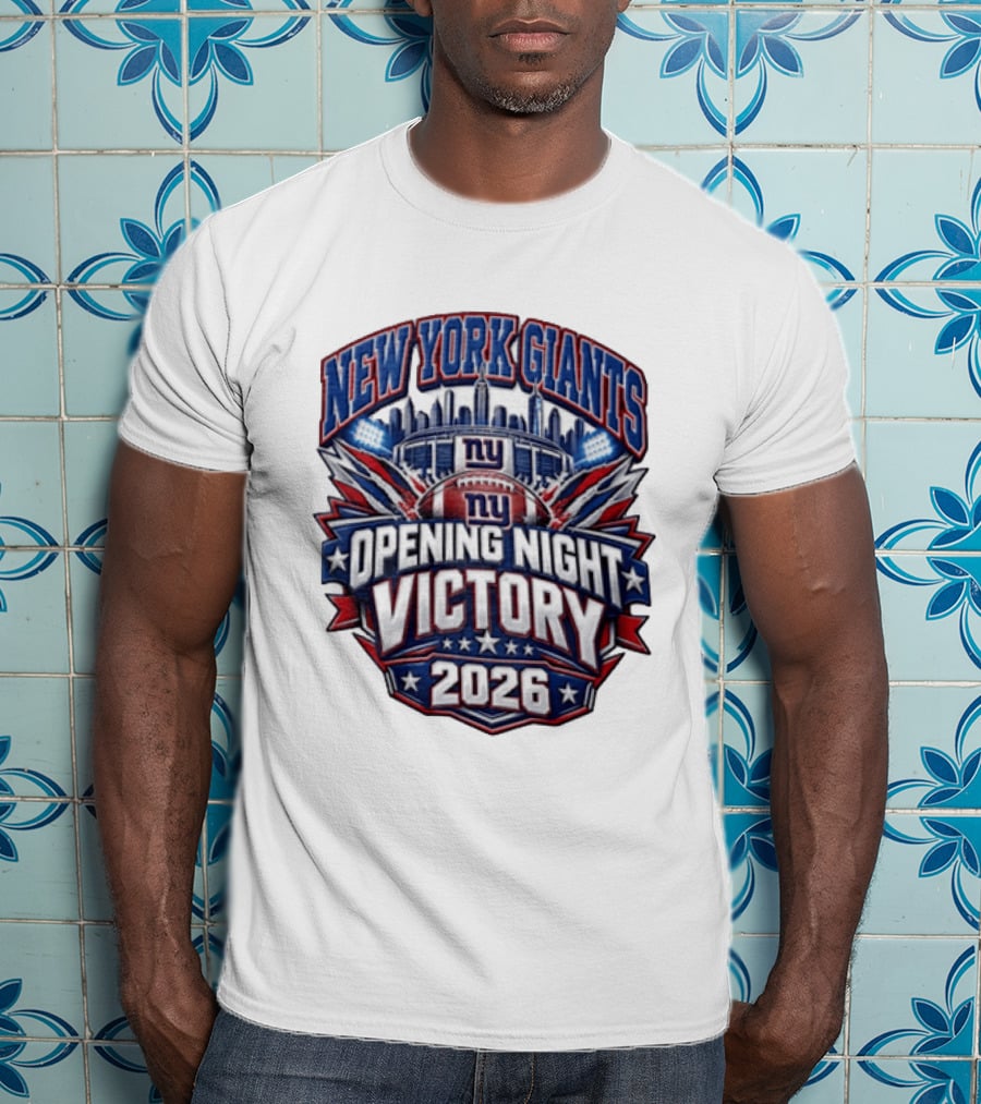 New York Giants 2026 Opening Night Victory Stadium Celebration T-Shirt
