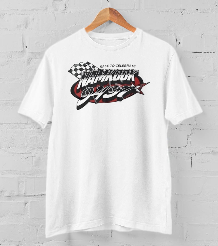 Race To Celebrate Namkook 9497 K Pop BTS Checkered Flag Star T-Shirt