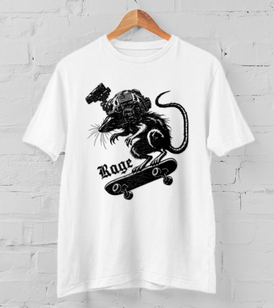 Skater Rat Tactical Helmet Night Vision Rage Skateboarding Adventure T-Shirt