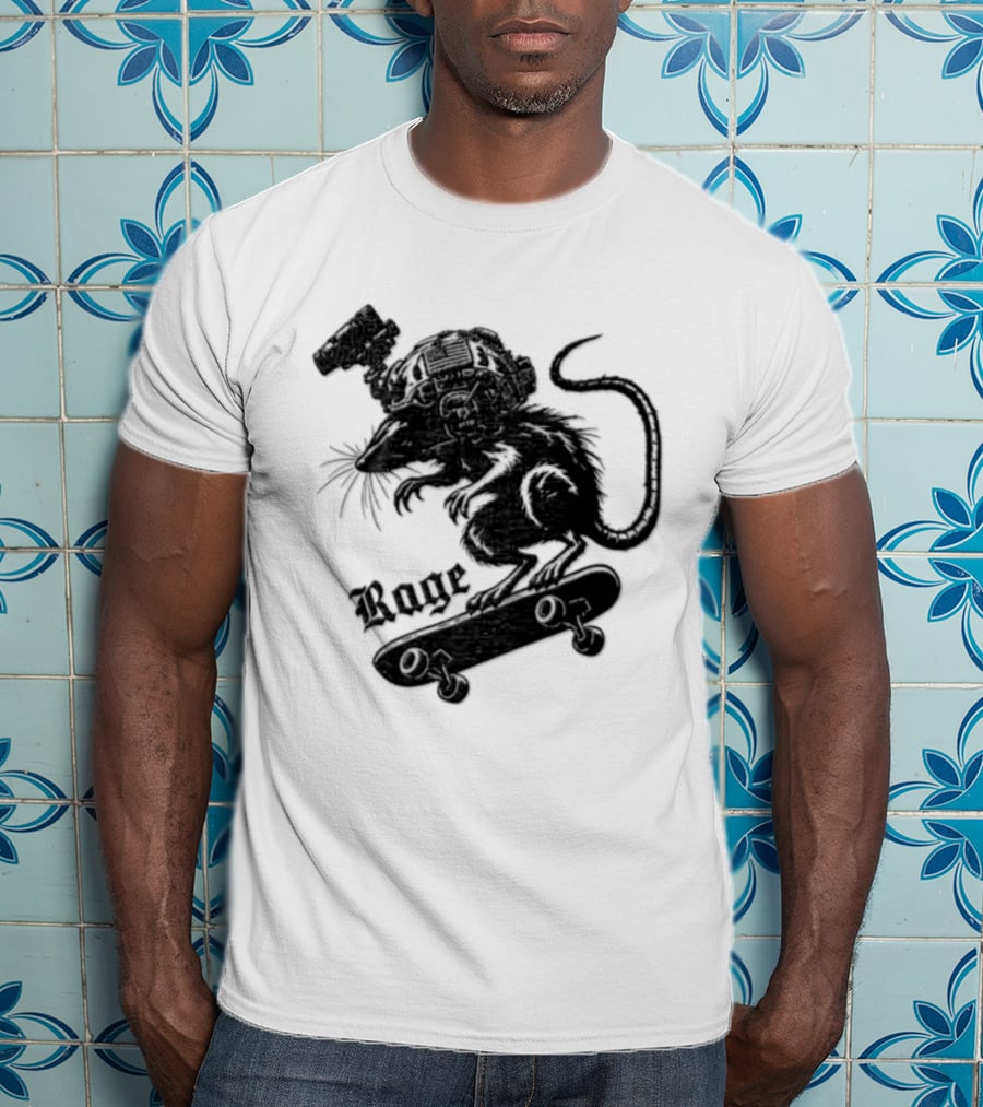 Skater Rat Tactical Helmet Night Vision Rage Skateboarding Adventure T-Shirt