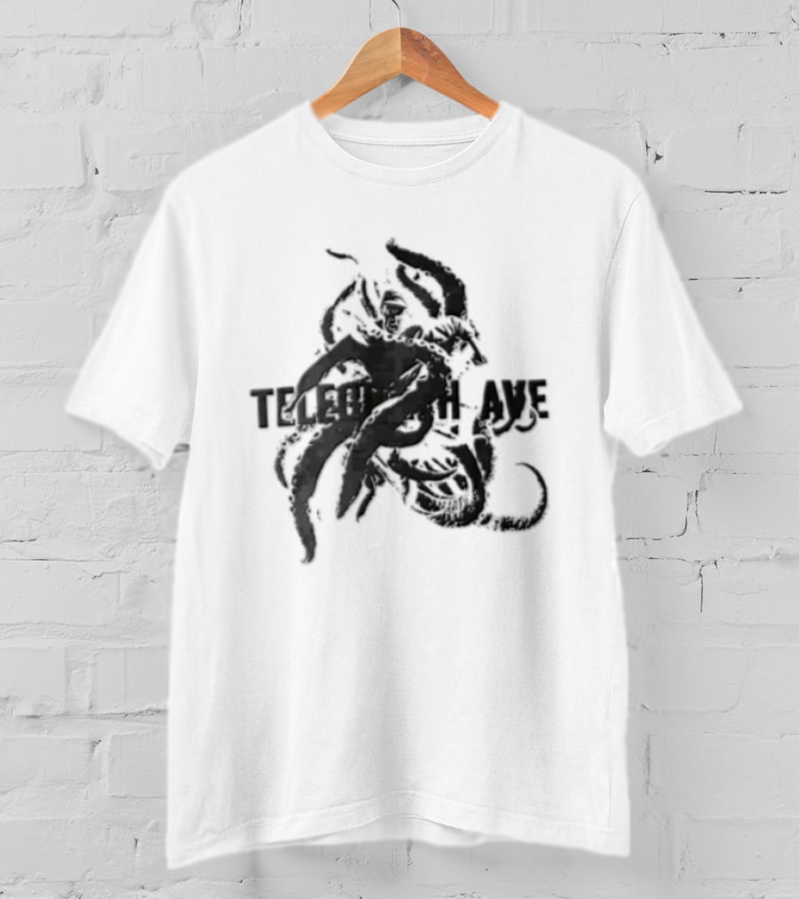 Telegraph Ave Giant Octopus Attacking Sailor Halftone T-Shirt
