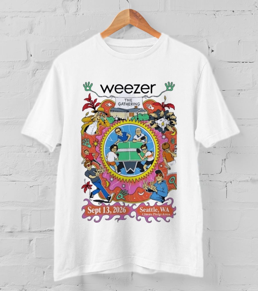 Weezer The Gathering Sept 13 2026 Seattle Climate Pledge Arena Event Collaboration T-Shirt
