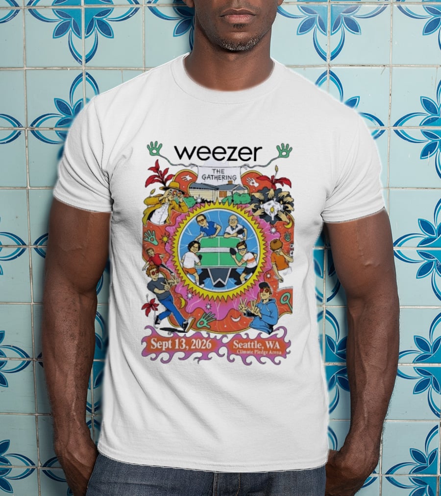 Weezer The Gathering Sept 13 2026 Seattle Climate Pledge Arena Event Collaboration T-Shirt