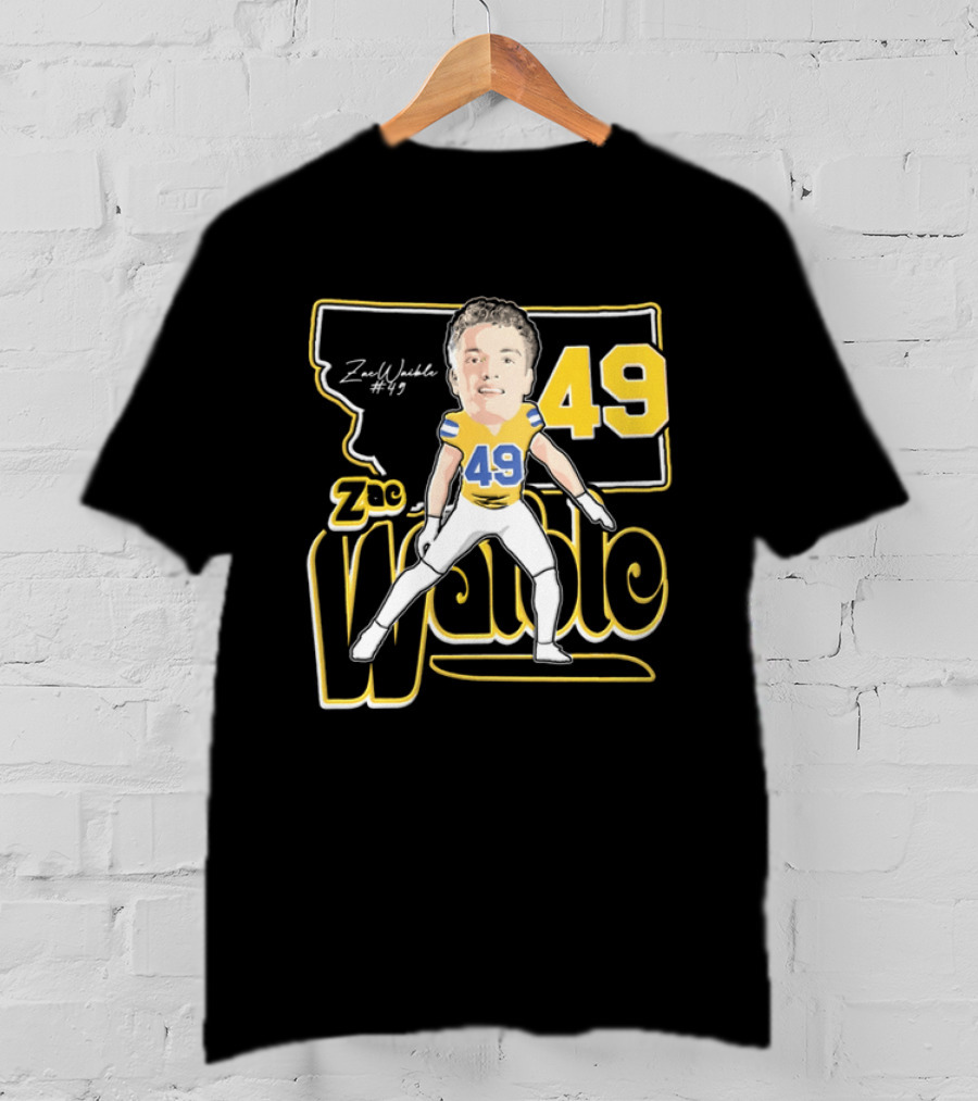 Zac Waible 49 Montana State Bobcats Football Caricature T-Shirt