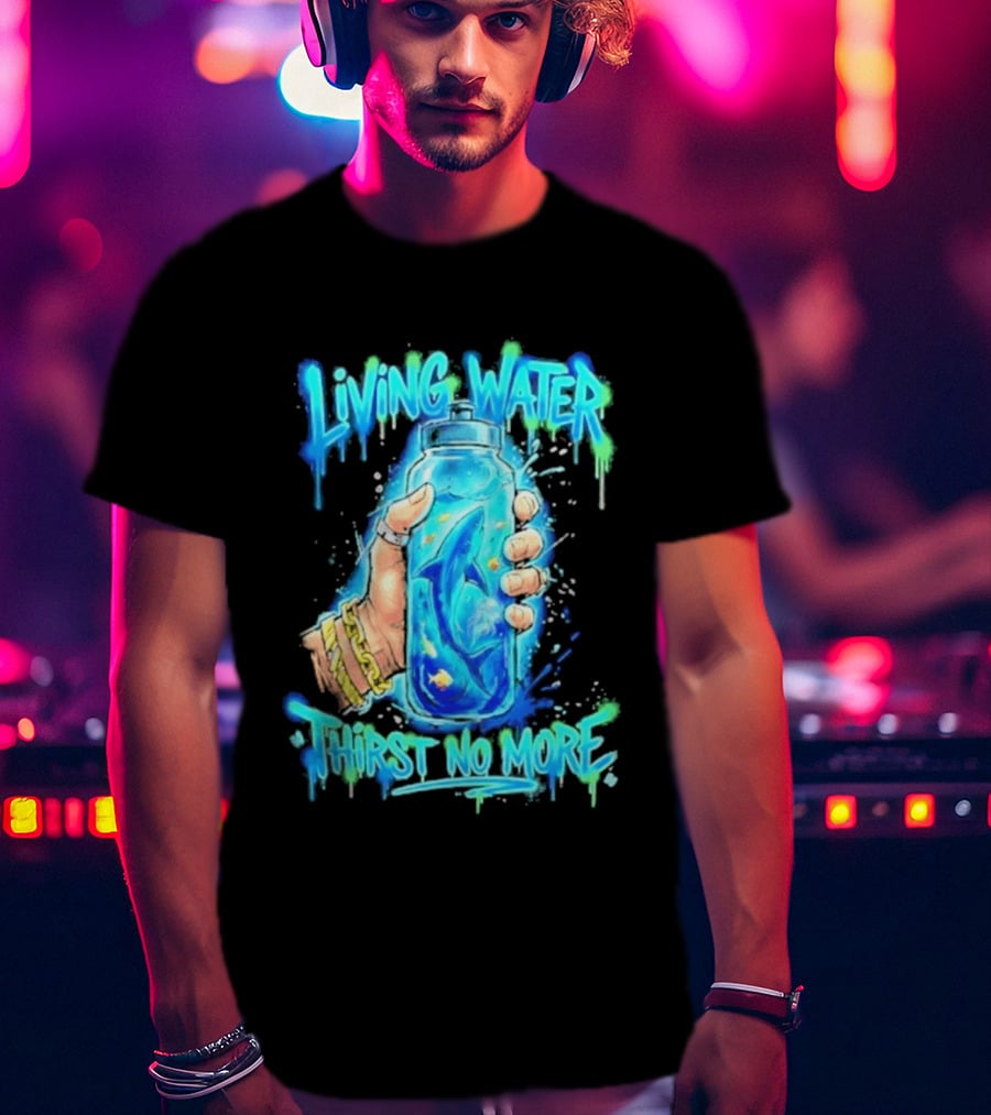 Living Water Thirst No More Shark Hand Holding Water Bottle T-Shirt