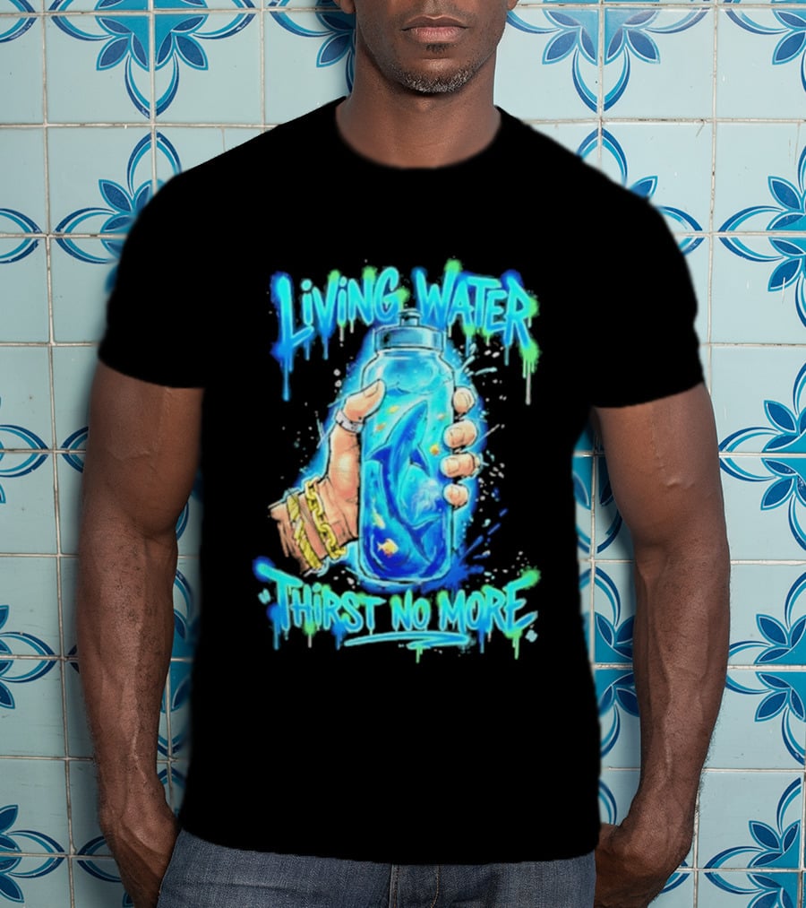 Living Water Thirst No More Shark Hand Holding Water Bottle T-Shirt
