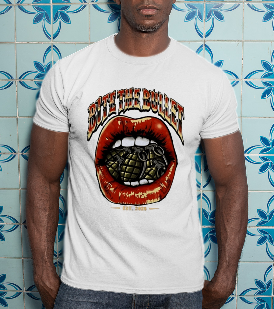 Bite The Bullet Grenade Lips Est 2026 Edgy T-Shirt