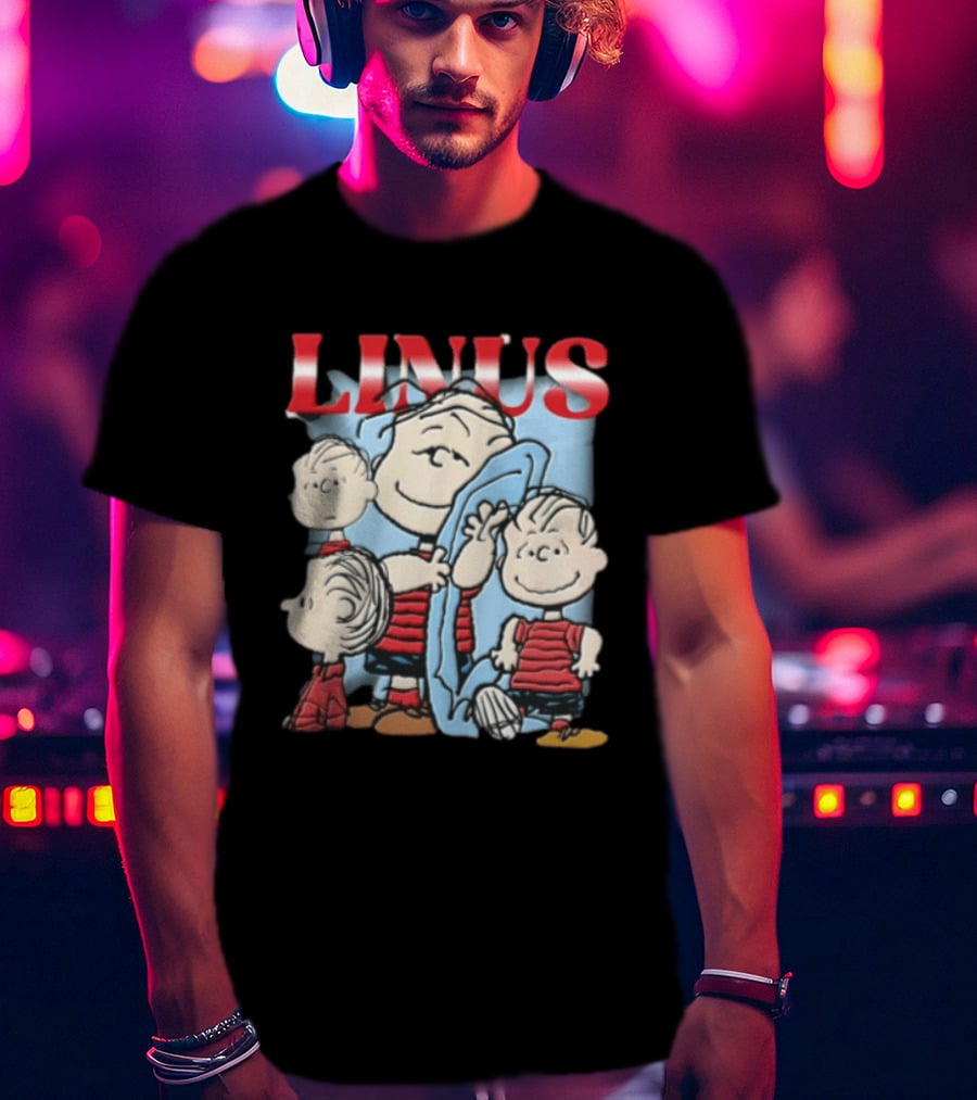 Peanuts Linus Holding Blue Blanket Bootleg Sparkle 2020 Collage T-Shirt