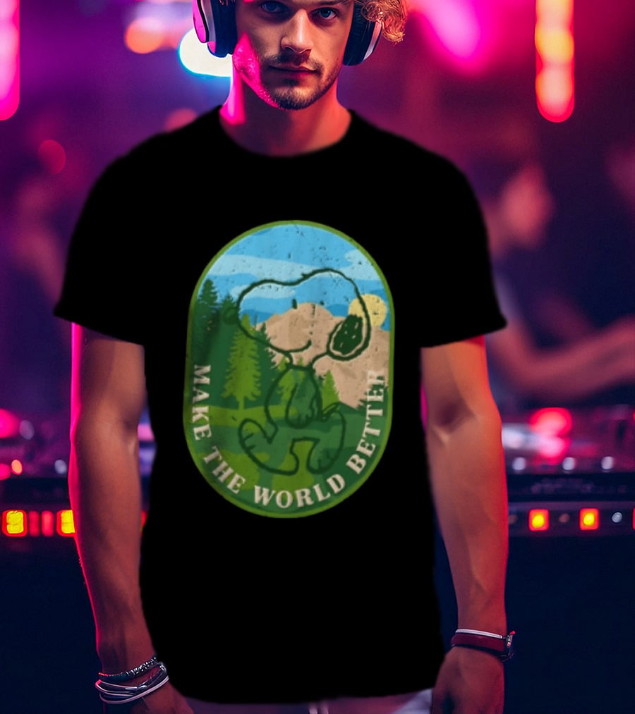 Snoopy Make The World Better Mountain Forest Retro Peanuts T-Shirt