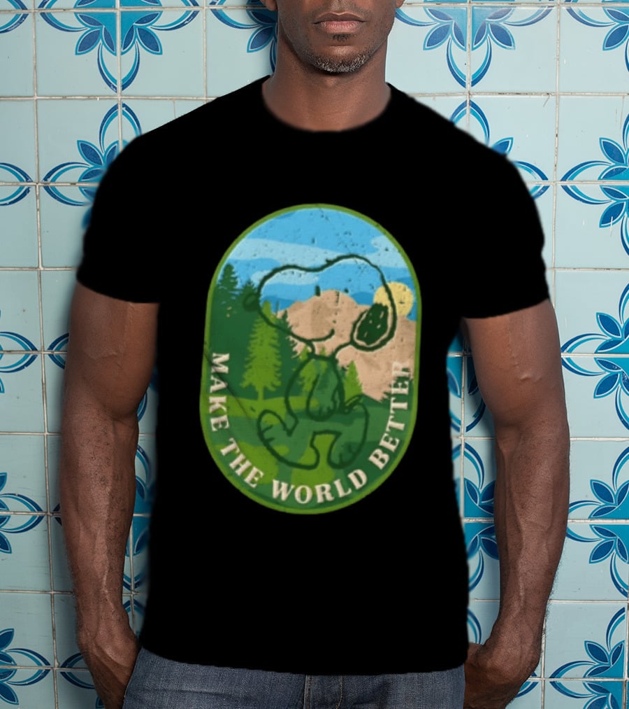 Snoopy Make The World Better Mountain Forest Retro Peanuts T-Shirt