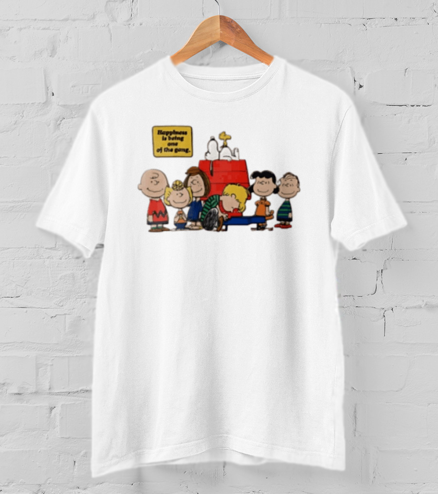 Peanuts Happiness Is Being One Of The Gang Snoopy Doghouse Schroeder Toy Piano Charles Schulz Cartoon T-Shirt