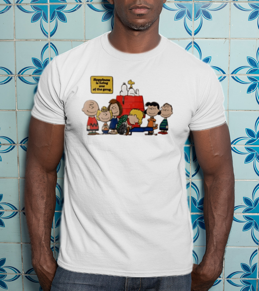 Peanuts Happiness Is Being One Of The Gang Snoopy Doghouse Schroeder Toy Piano Charles Schulz Cartoon T-Shirt