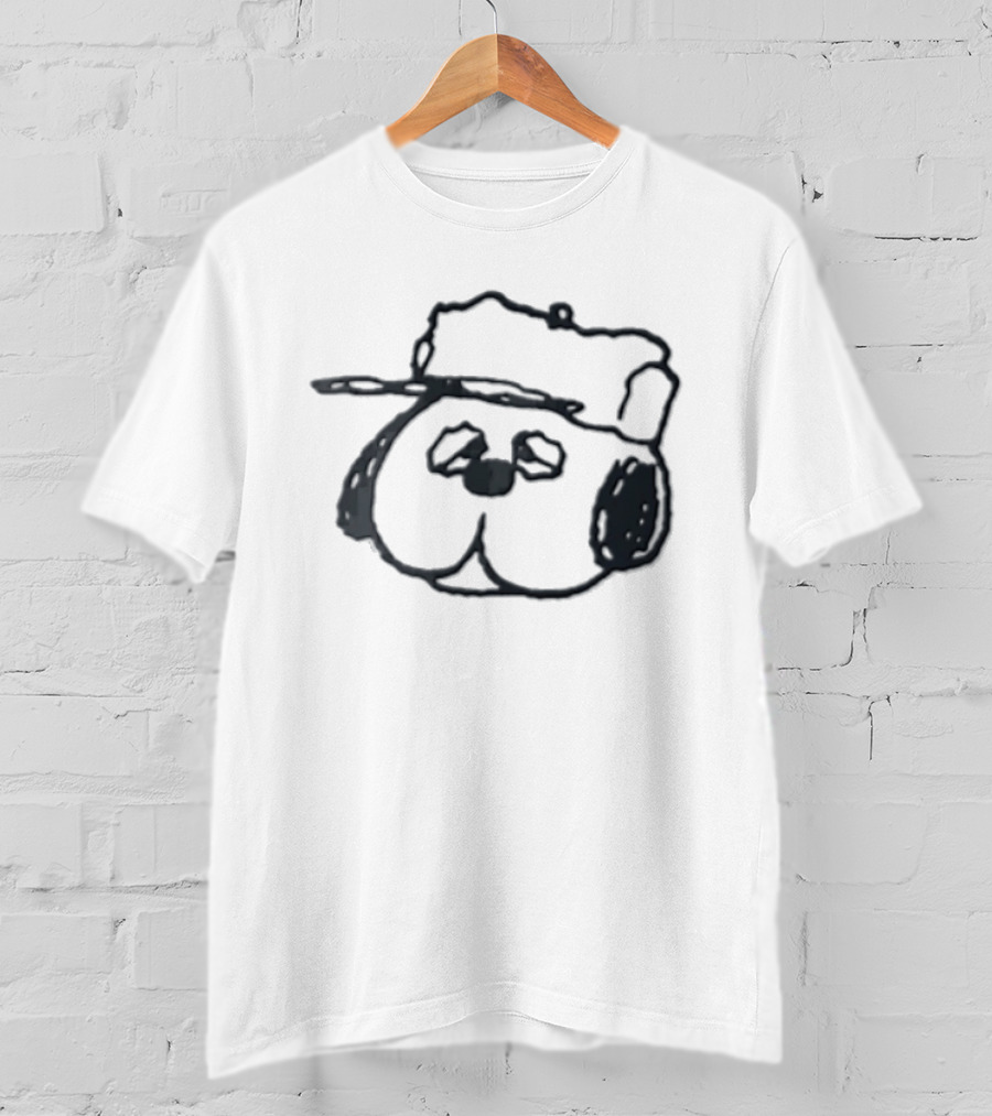 Peanuts Olaf Cartoon Droopy Dog Head Cap T-Shirt