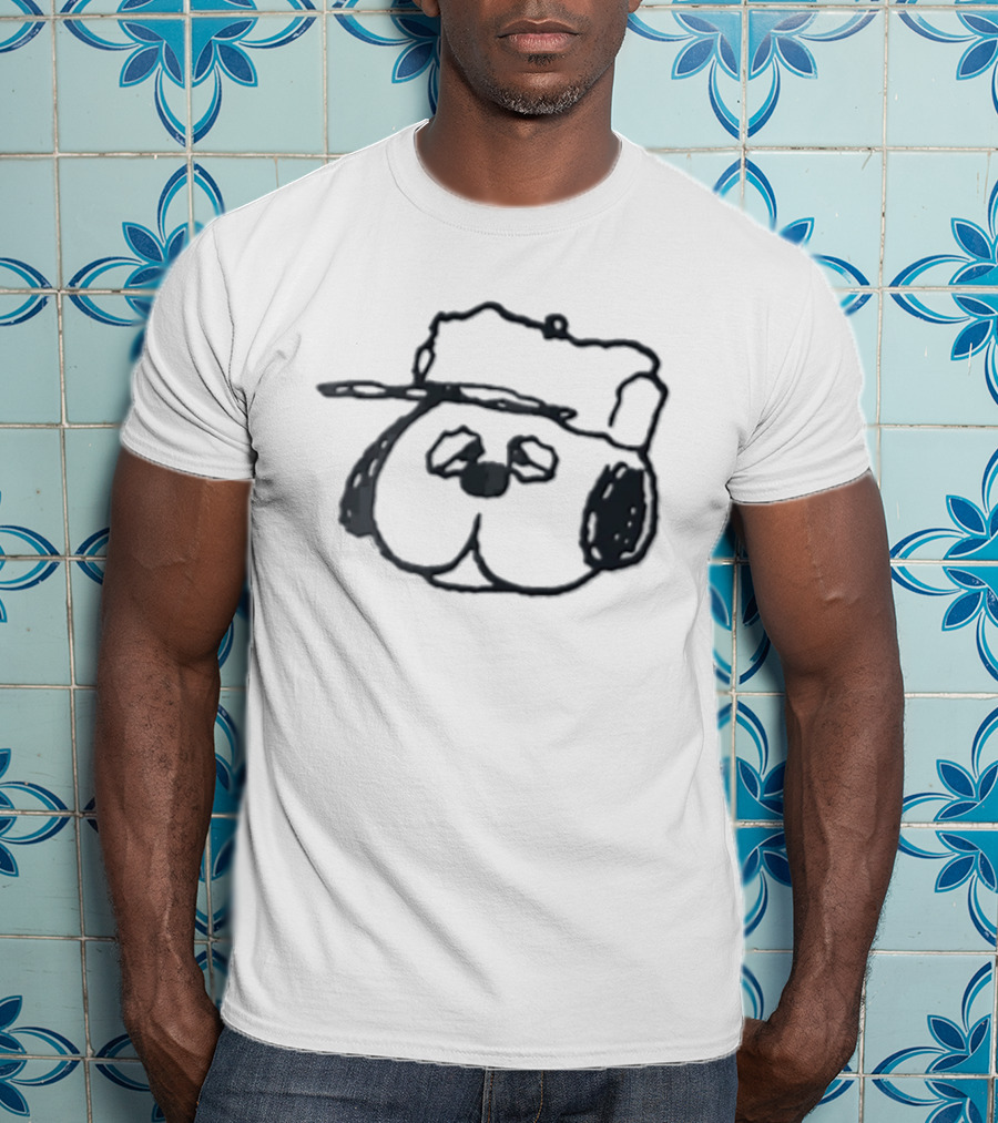 Peanuts Olaf Cartoon Droopy Dog Head Cap T-Shirt