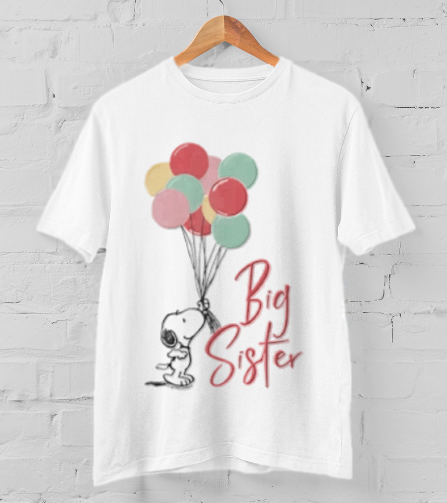 Peanuts Snoopy Big Sister Pastel Balloons Cartoon Dog T-Shirt