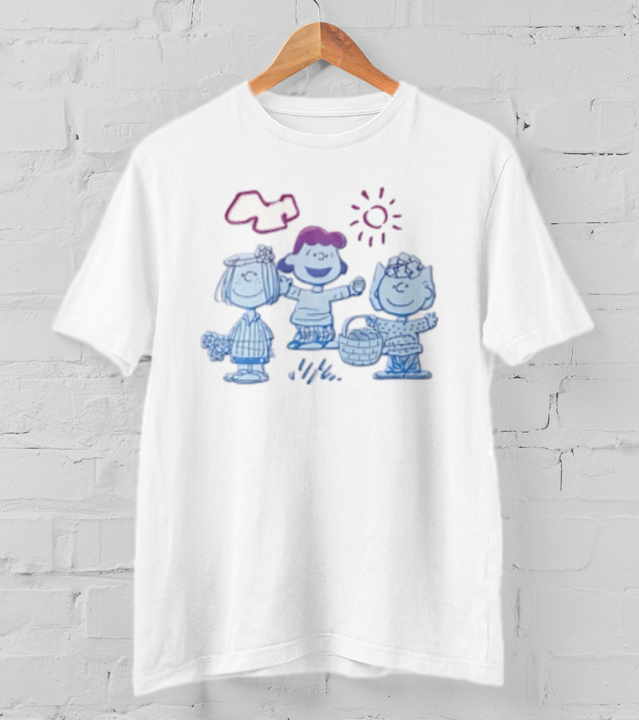 Peanuts Worldwide Easter Basket Line Cartoon Characters Sun And Clouds T-Shirt