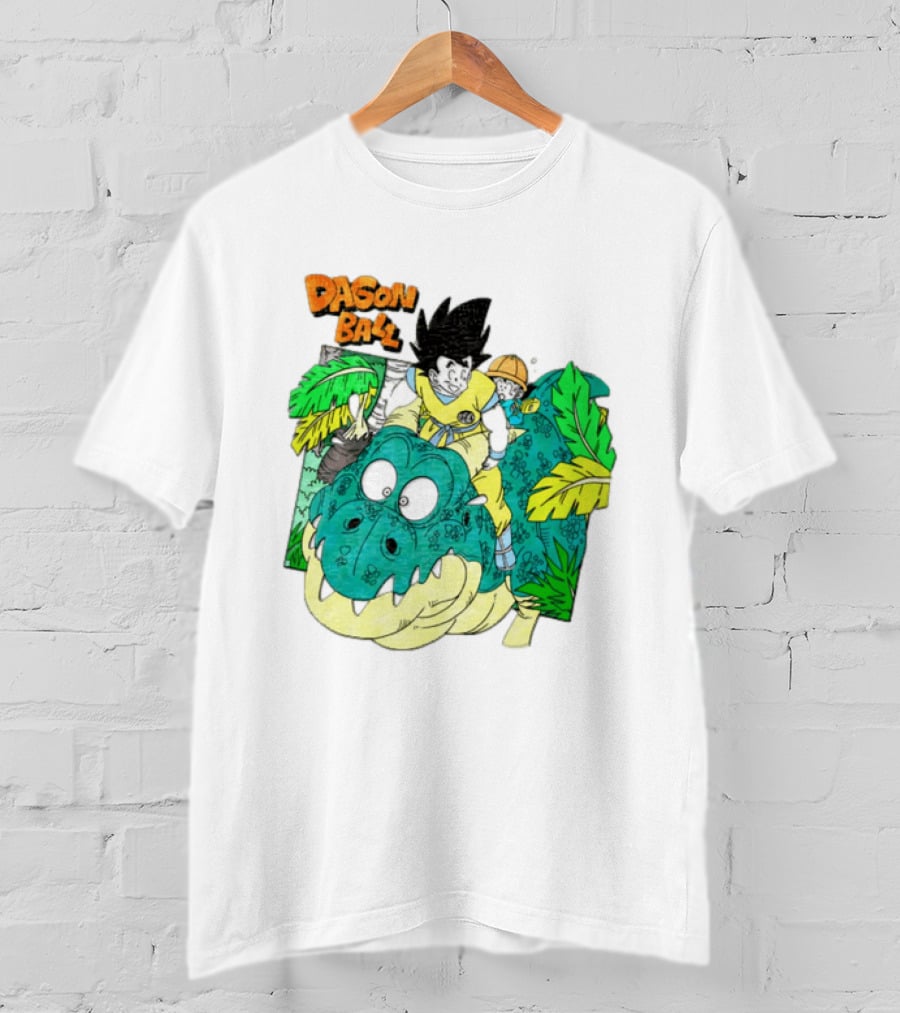 Goku Gohan Riding Dinosaur Dragon Ball Adventure Scene T-Shirt