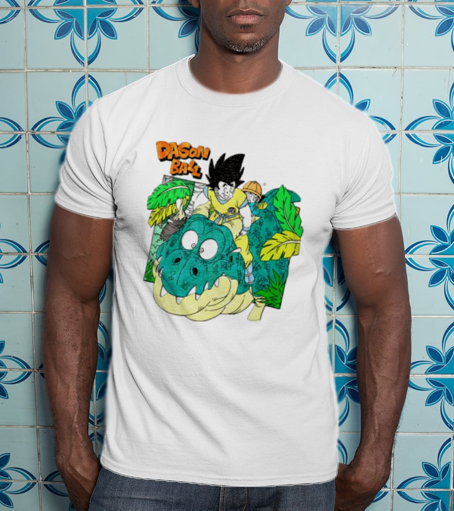 Goku Gohan Riding Dinosaur Dragon Ball Adventure Scene T-Shirt