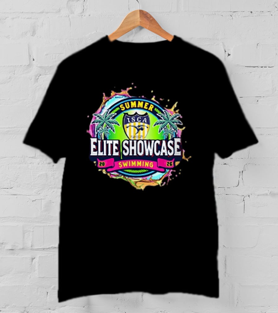 SUMMER ISCA Elite Showcase Swimming 2026 Event With Palm Trees And Splash T-Shirt