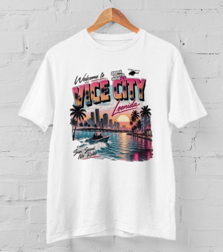 Welcome To Vice City GTA VI Sun Speed No Rules Leonida T-Shirt