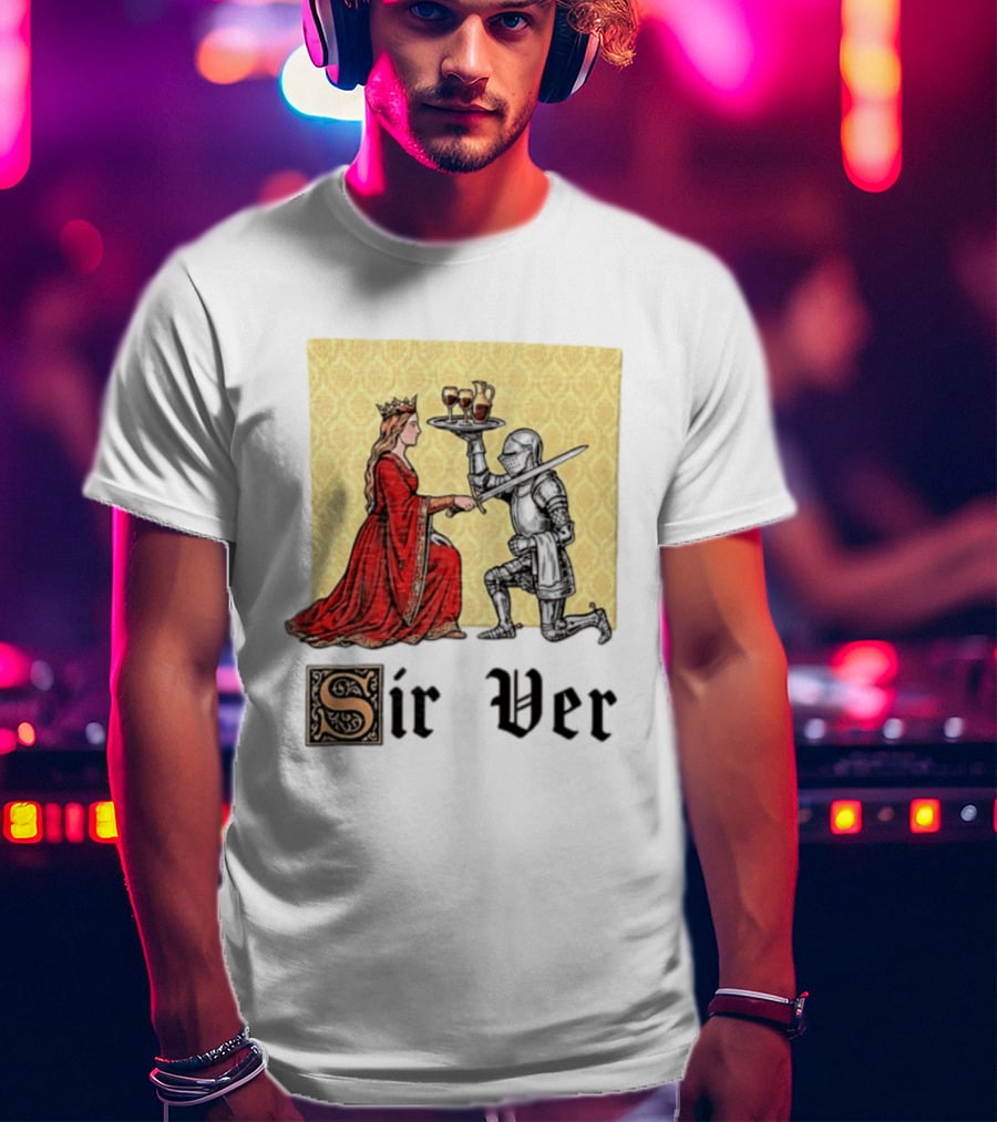 Sir Ver Knight Serving Wine To Queen Medieval Fantasy T-Shirt