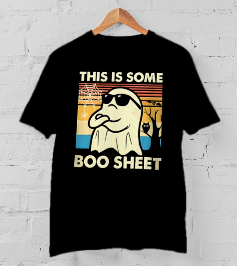 This Is Some Boo Sheet Sunset Ghost Sunglasses Tree T-Shirt