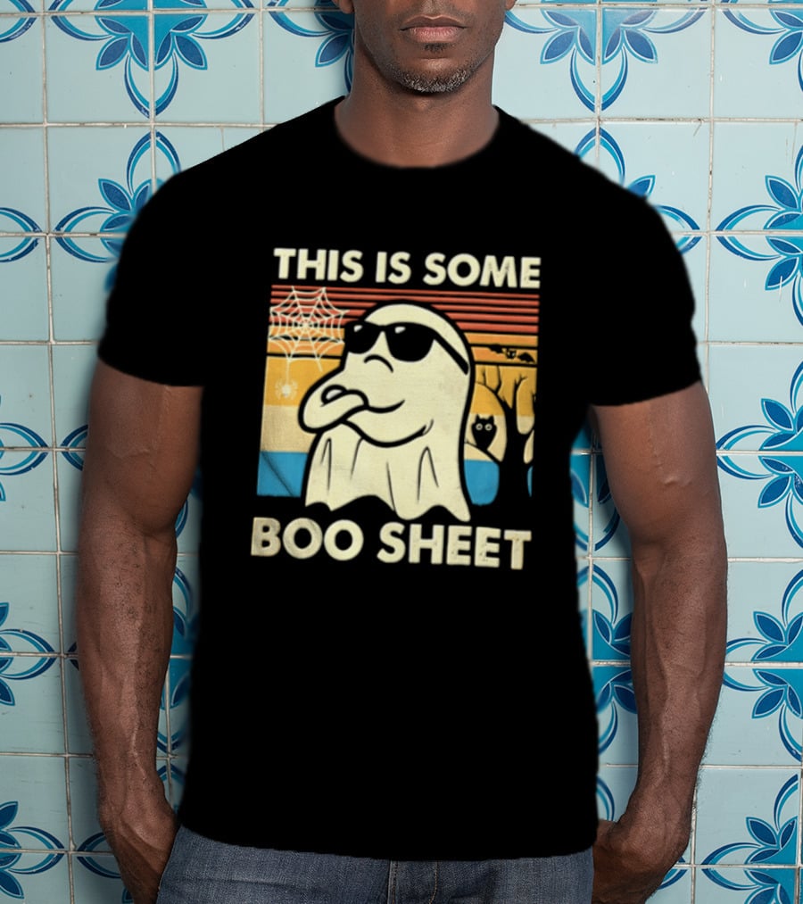 This Is Some Boo Sheet Sunset Ghost Sunglasses Tree T-Shirt