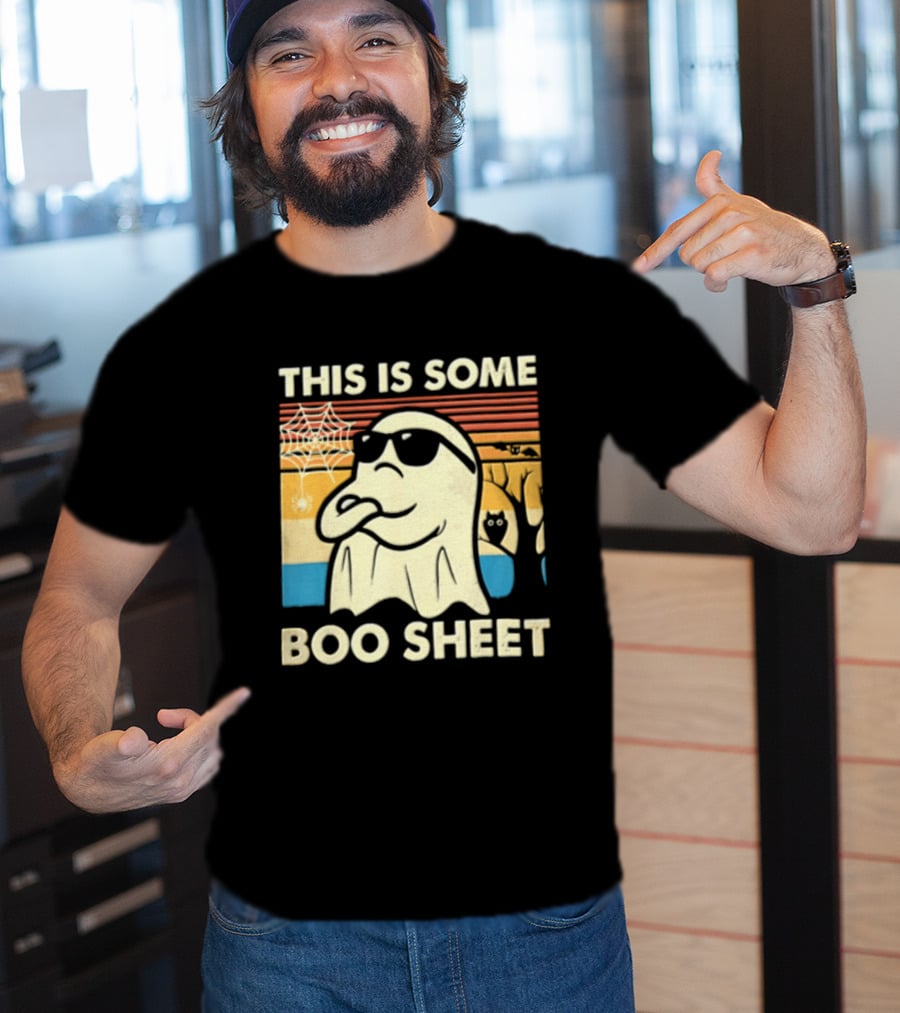 This Is Some Boo Sheet Sunset Ghost Sunglasses Tree T-Shirt
